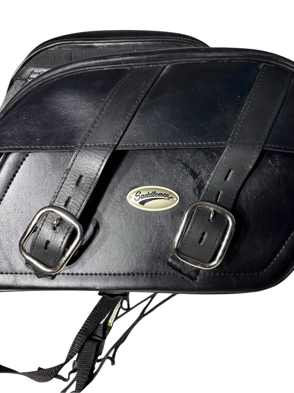 Saddlemen Large Drifter Slant Plain Black Leather Motorcycle Saddlebags